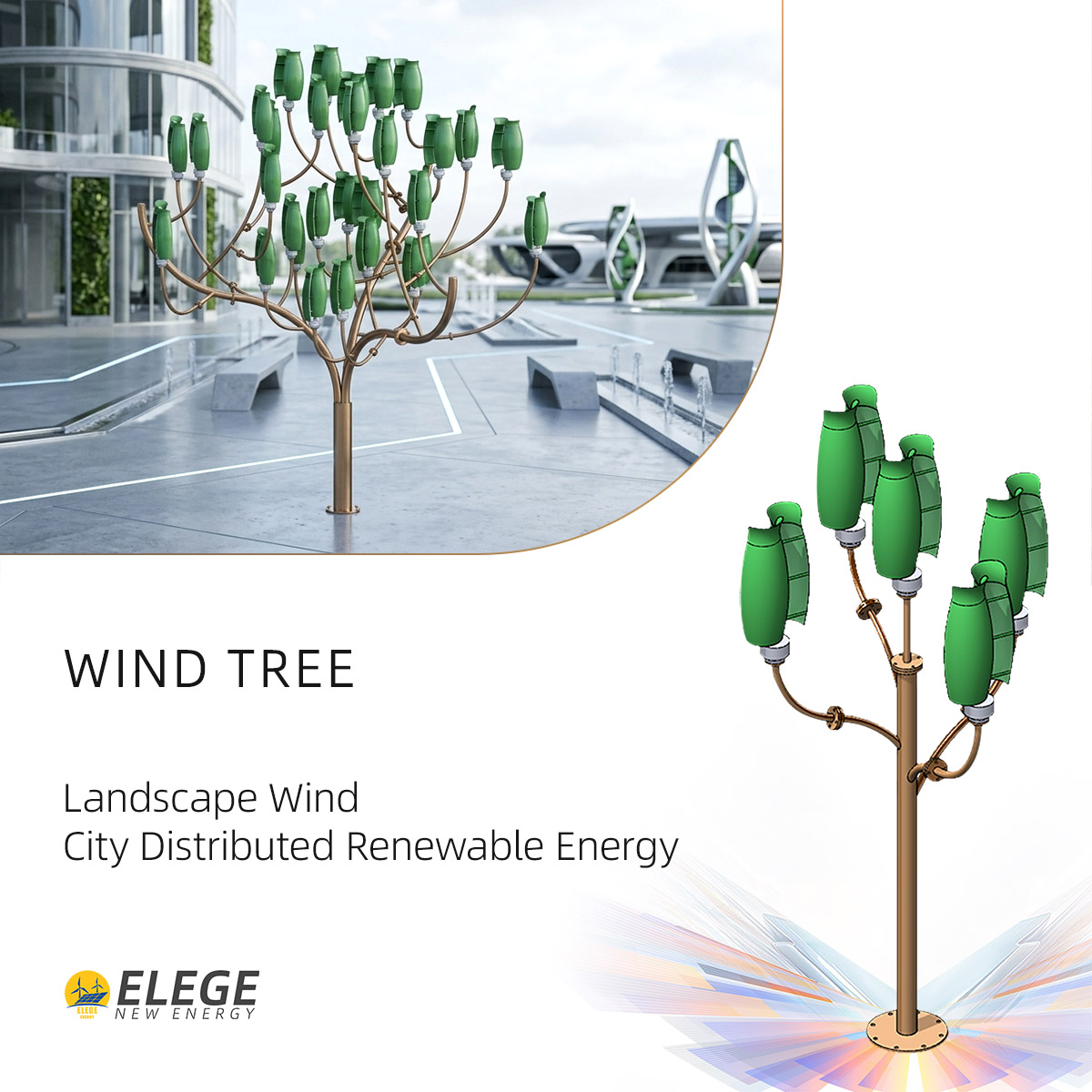 Turbin Angin Lanskap Pohon Kot - Renewable Energy Distribution ulasan dan harga